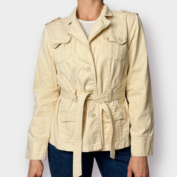 Y2K French Cuff Khaki Belted Jacket Size M/L - Picture 4 of 8